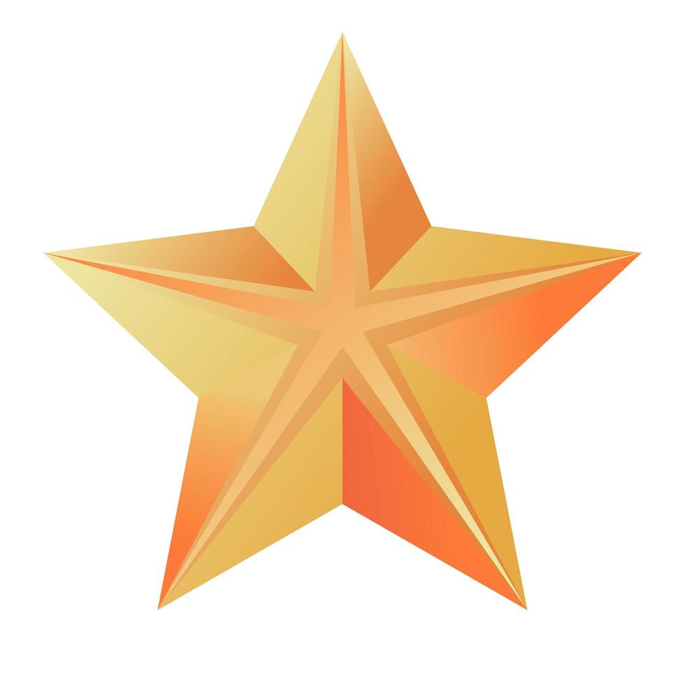 happy merry christmas golden star with five pointed icon vector
