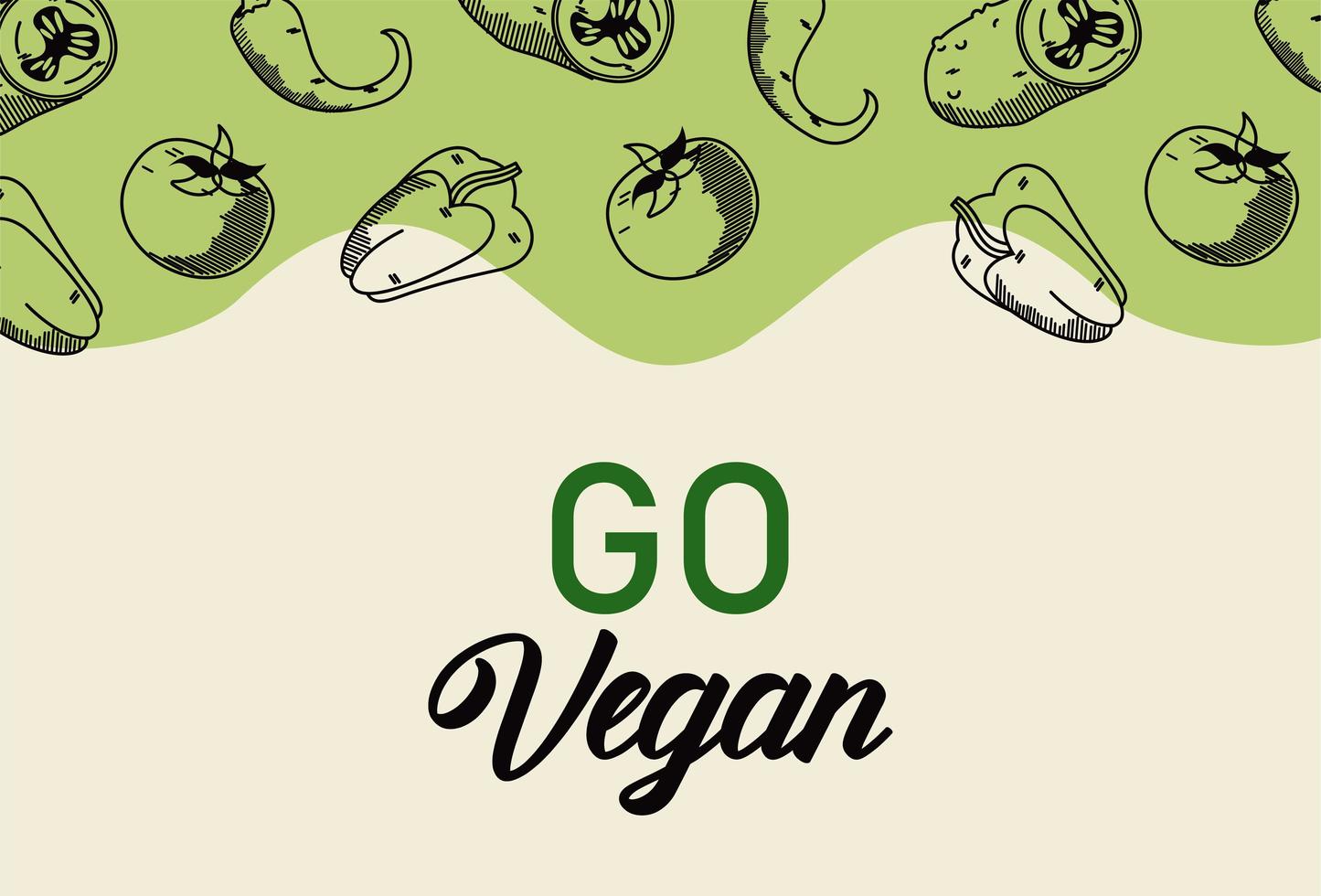 ir cartel de letras veganas con verduras vector