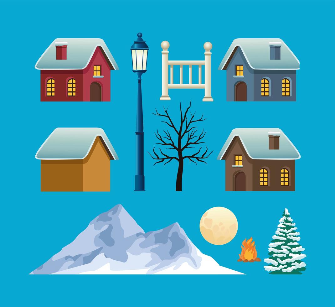 happy merry christmas bundle of winter scenes vector