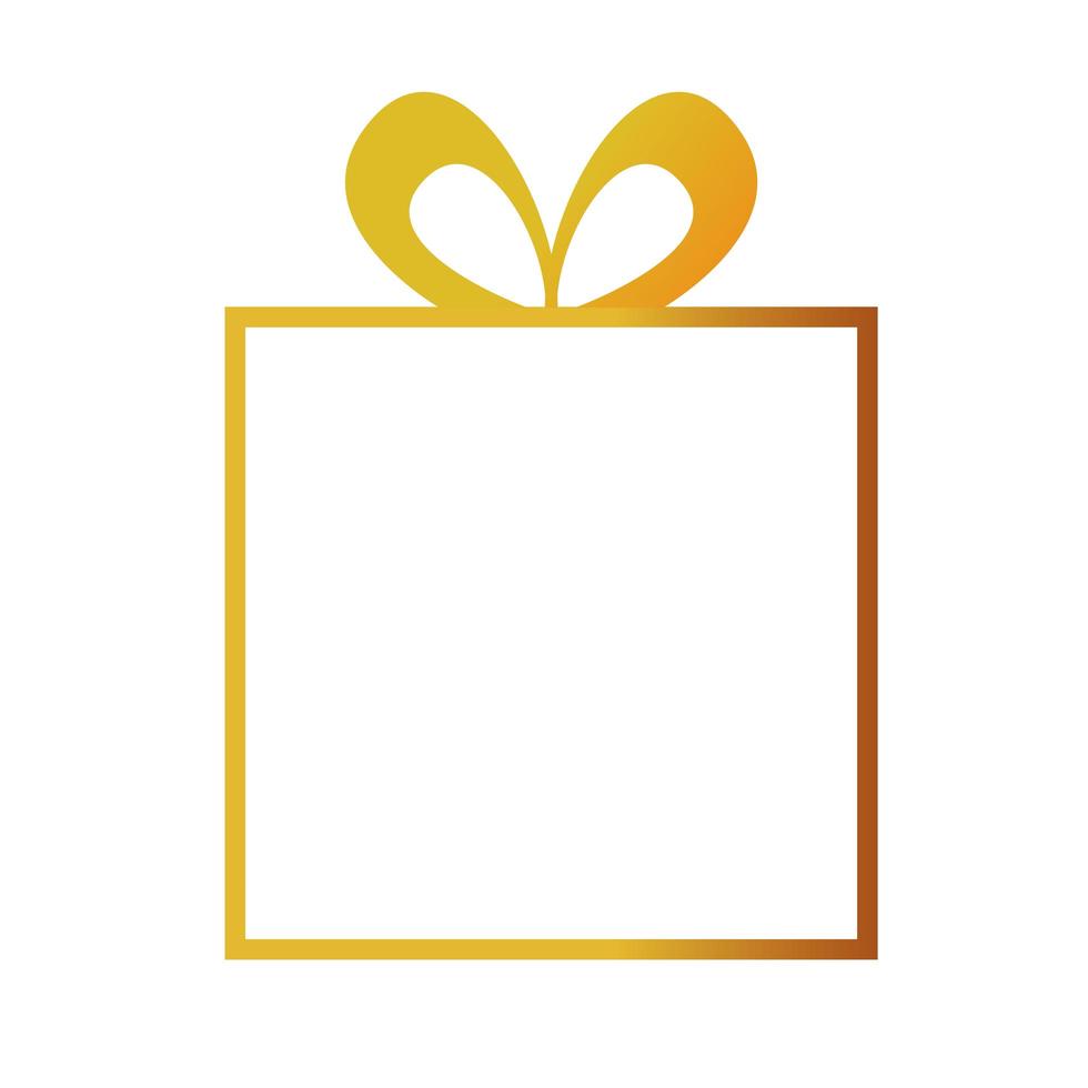 feliz navidad regalo dorado decorativo icono aislado vector