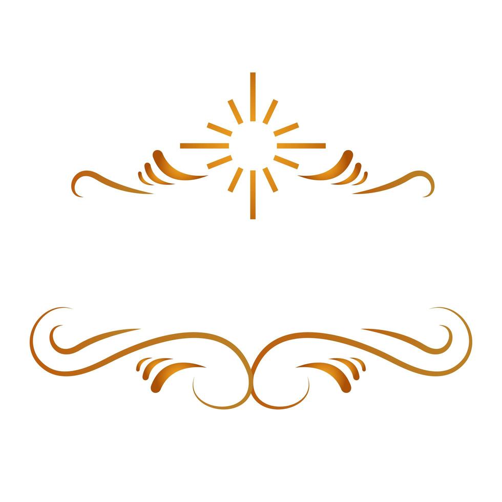 golden frames and burst decoration isolated icon vector