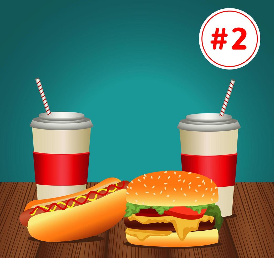 fast food menu template with combo meal number two vector