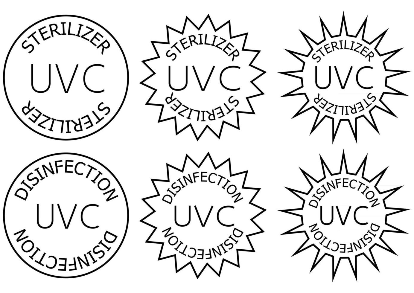 Esterilizador uvc y sello de desinfección señal de información del dispositivo de saneamiento vector