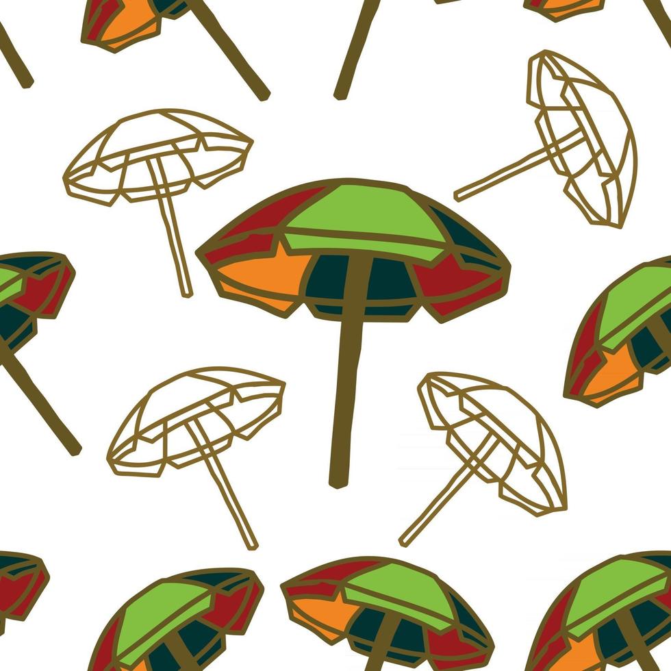 Umbrella Beach Pattern Seamless Design Template Vector