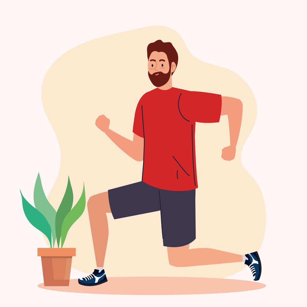 man doing exercise at home vector design