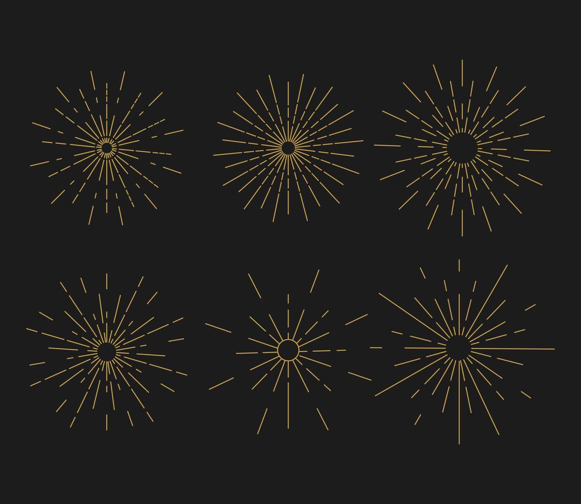 gold sunshine circle ornament set vector design