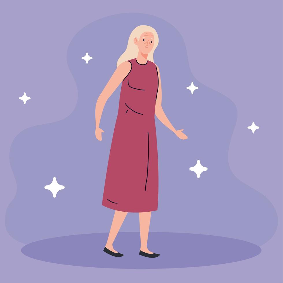 cute old woman on purple background vector