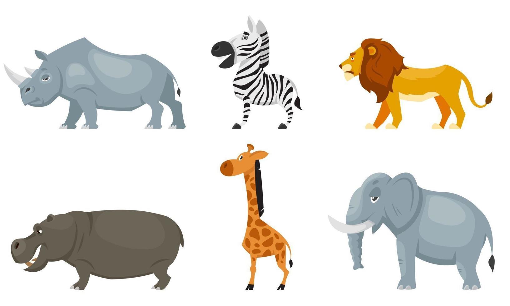 Set of african animals side view vector