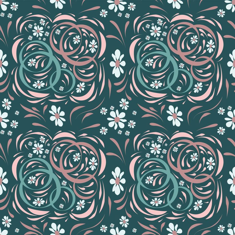 Folk flowers art pattern Floral abstract surface design  Seamless pattern vector