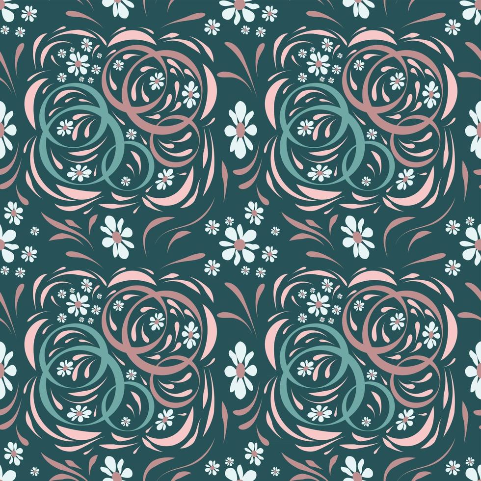 Folk flowers art pattern Floral abstract surface design  Seamless pattern vector