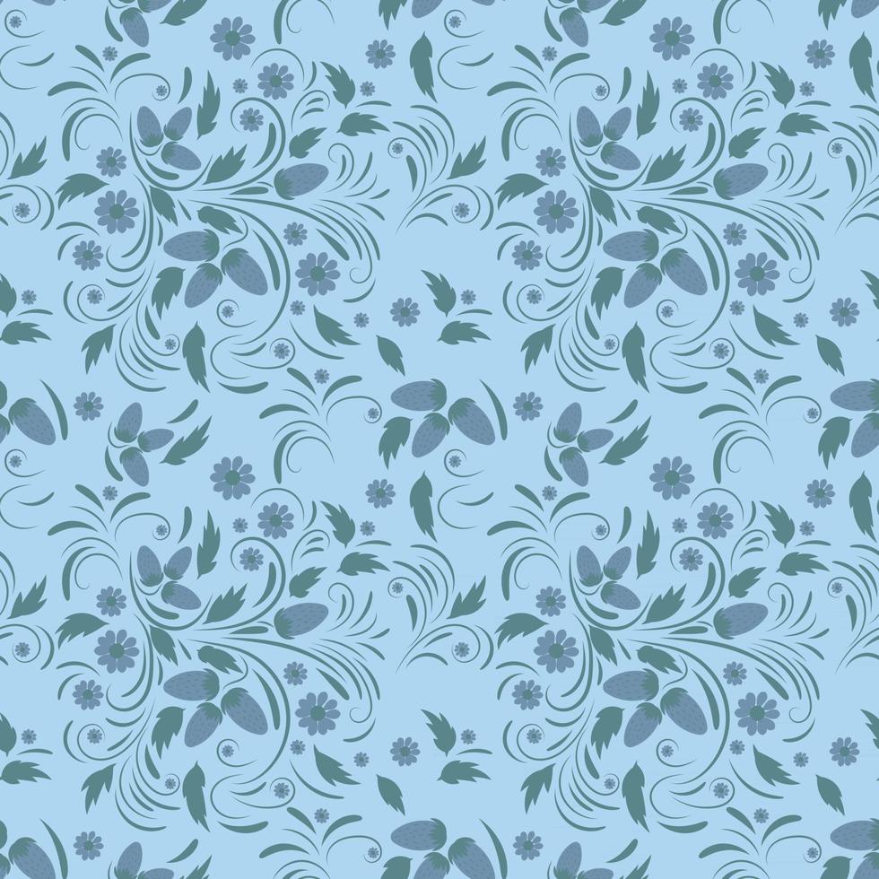 Folk floral art pattern  Flowers abstract surface design  Seamless pattern vector