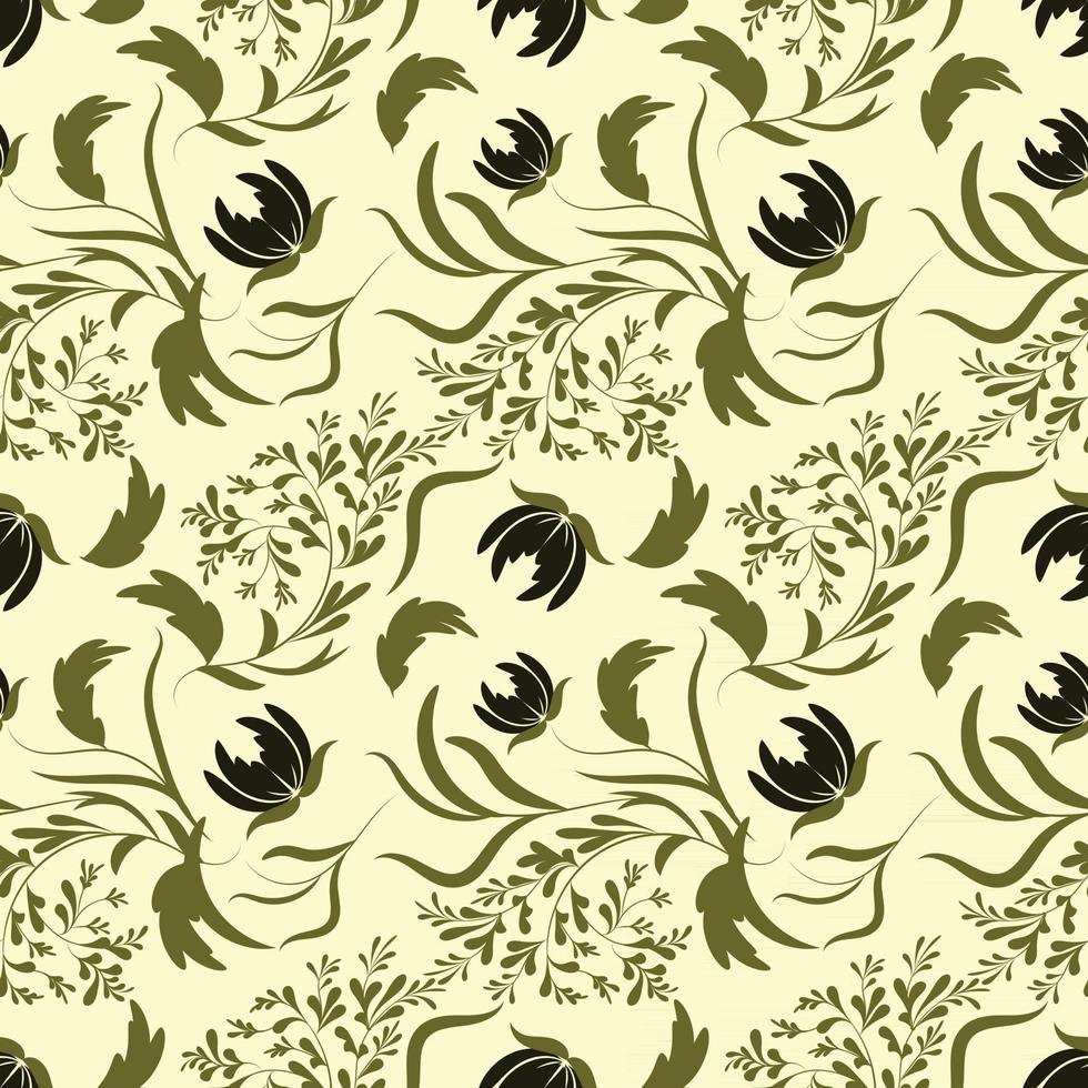 Folk flowers art pattern Floral abstract surface design  Seamless pattern vector