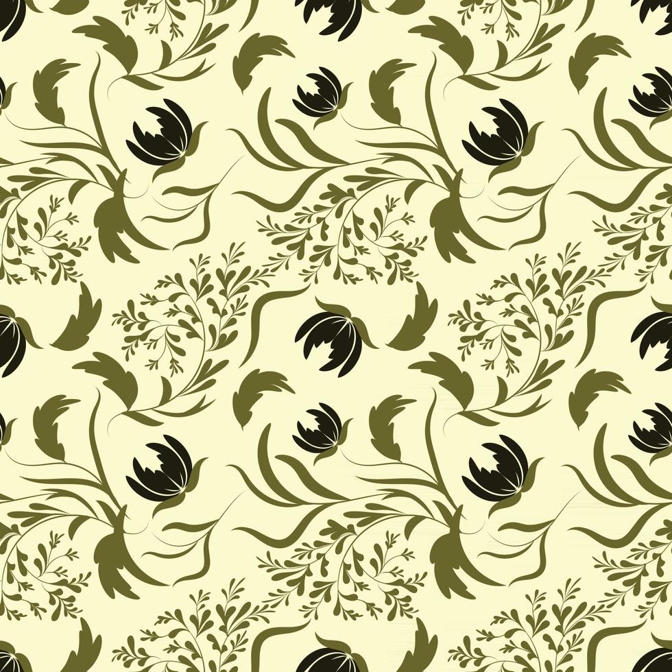 Folk flowers art pattern Floral abstract surface design  Seamless pattern vector