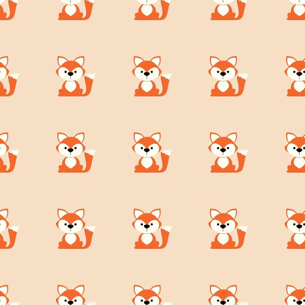 Seamless Pattern With Cute Sitting Foxes vector