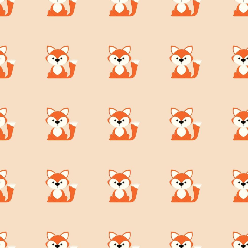 Seamless Pattern With Cute Sitting Foxes vector