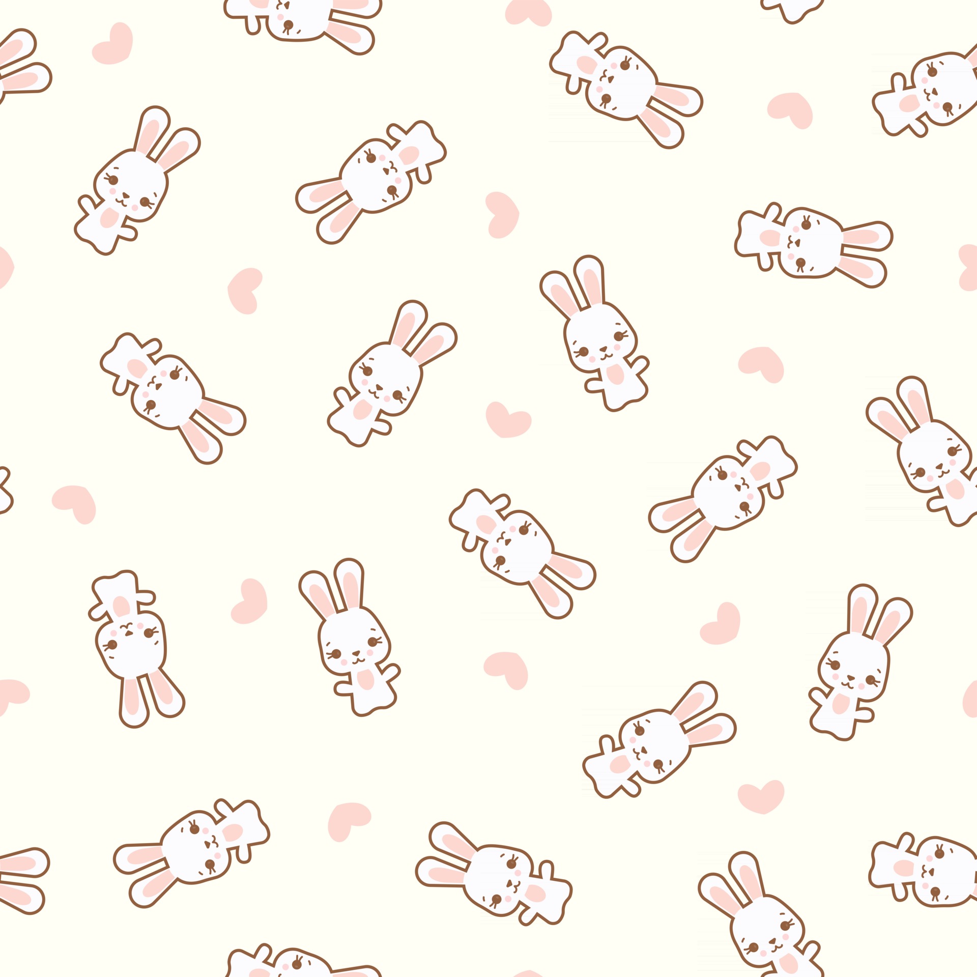 Seamless Pattern Rabbits on Background With Pink Hearts 2529415 Vector ...