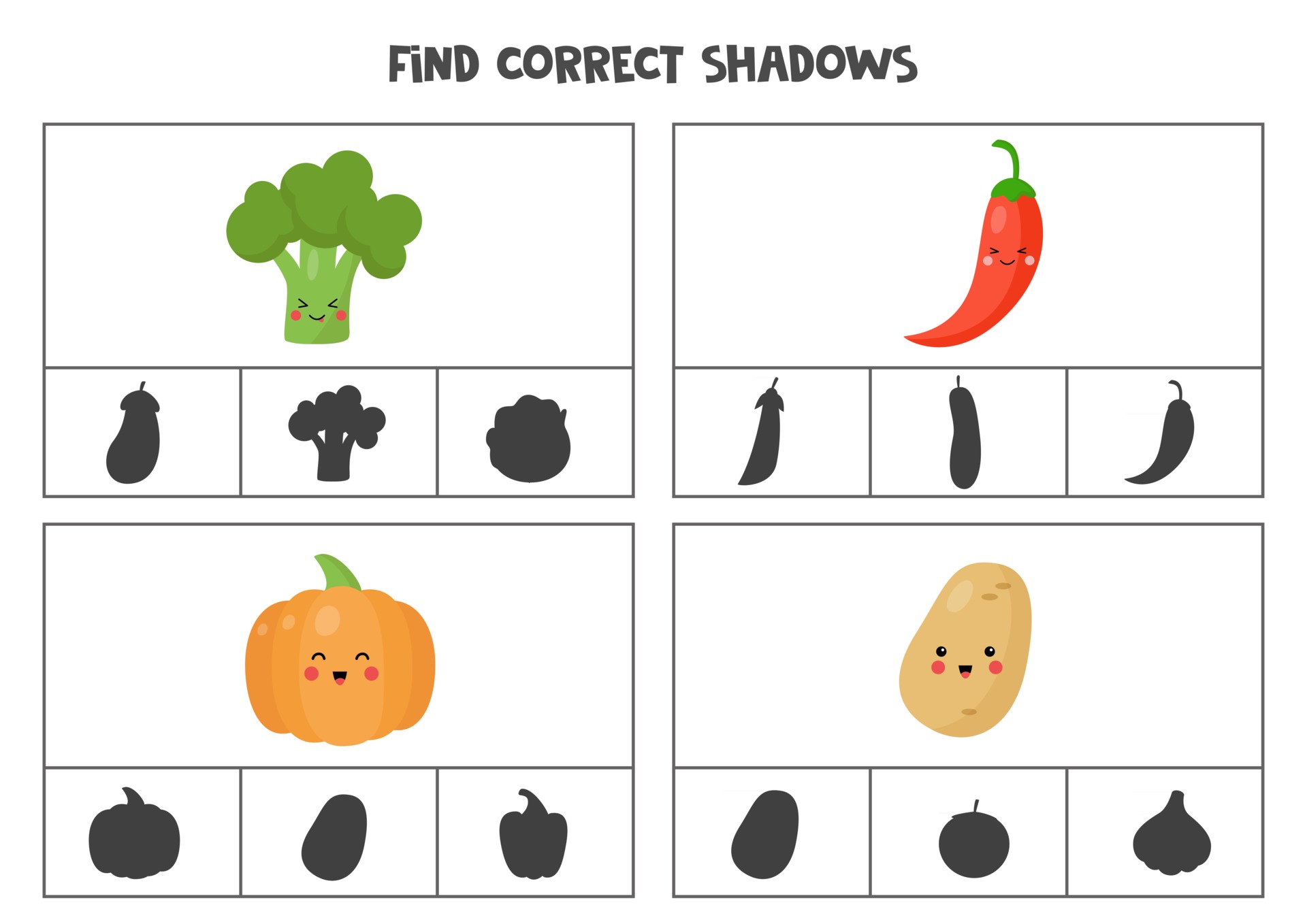 find correct shadow printable clip card games for children 2529436 vector art at vecteezy