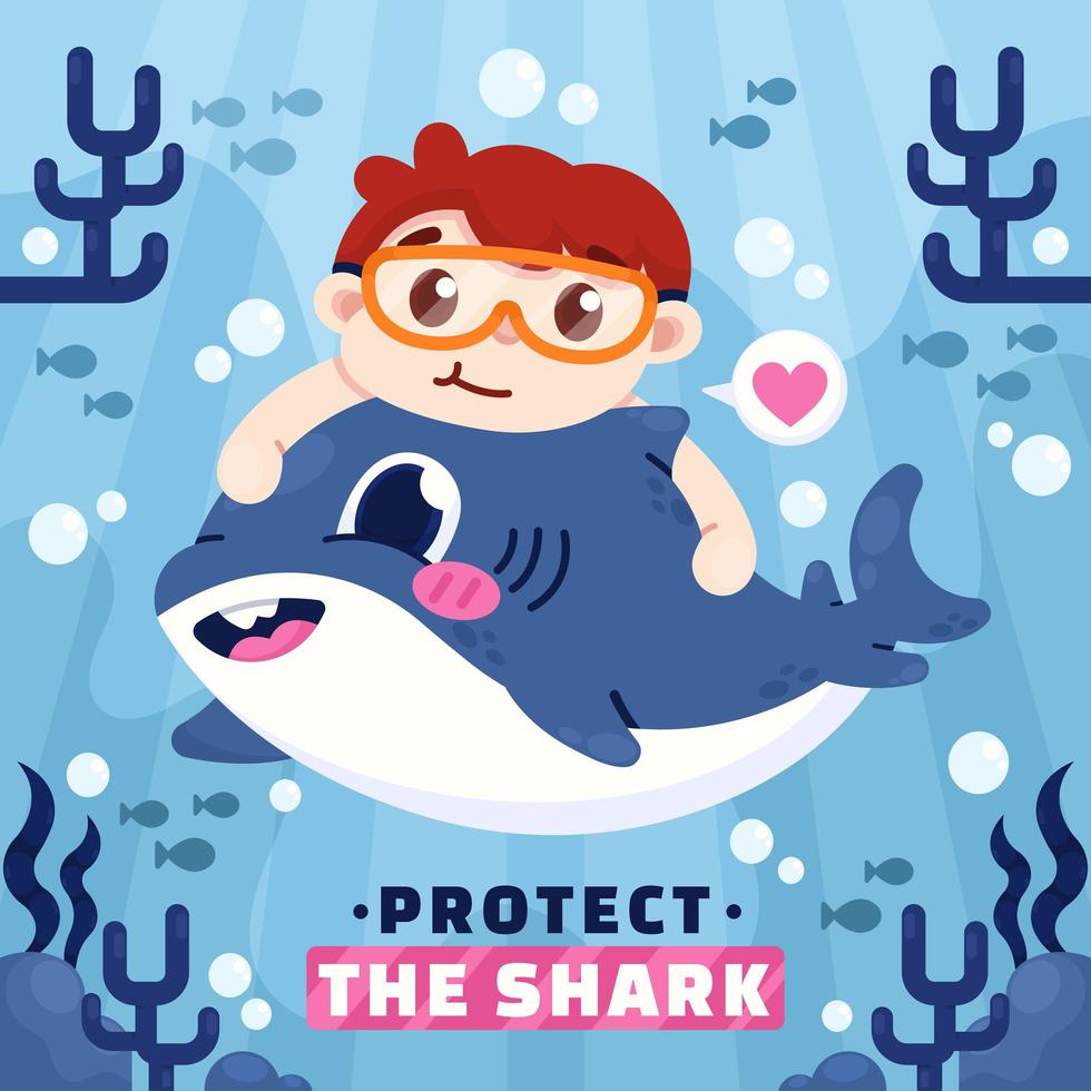 proteger el concepto de campaña de tiburones vector