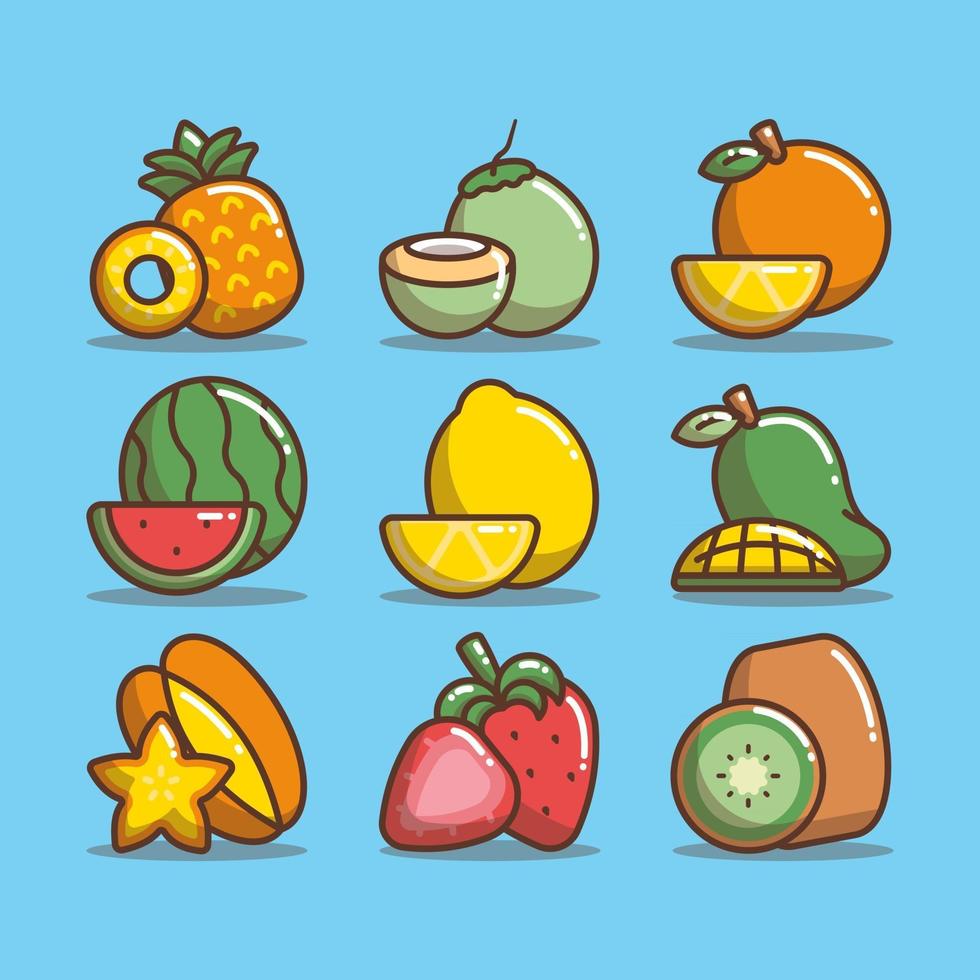 conjunto de iconos de frutas vector