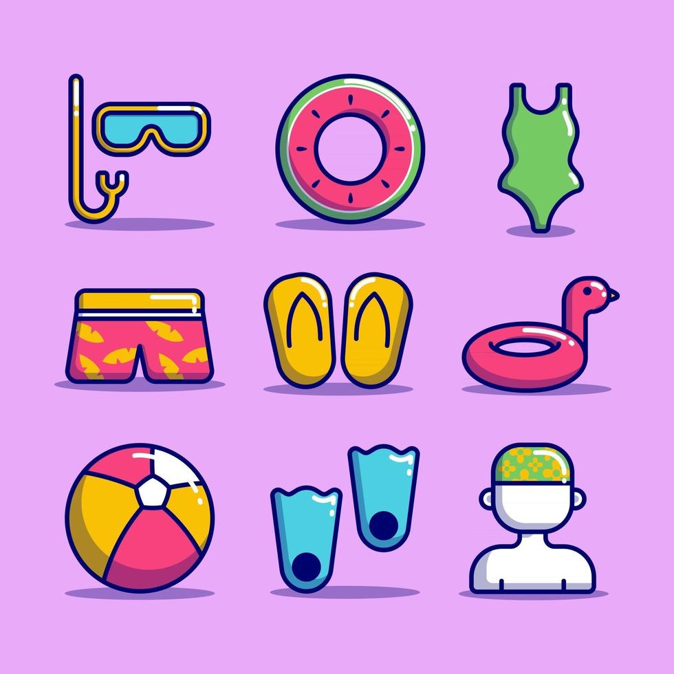 conjunto de icono de natación vector