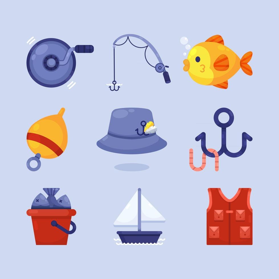 conjunto de icono de pesca vector