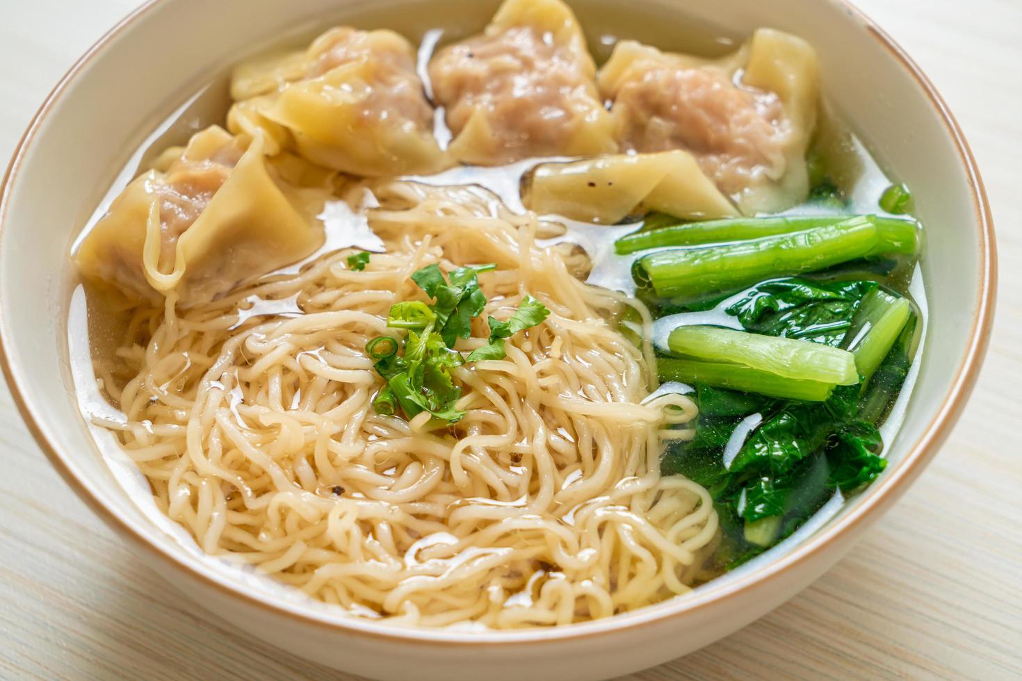 Egg Noodles With Pork Wonton Soup Or Pork Dumplings Soup And Vegetable Asian Food Style Stock Photo At Vecteezy