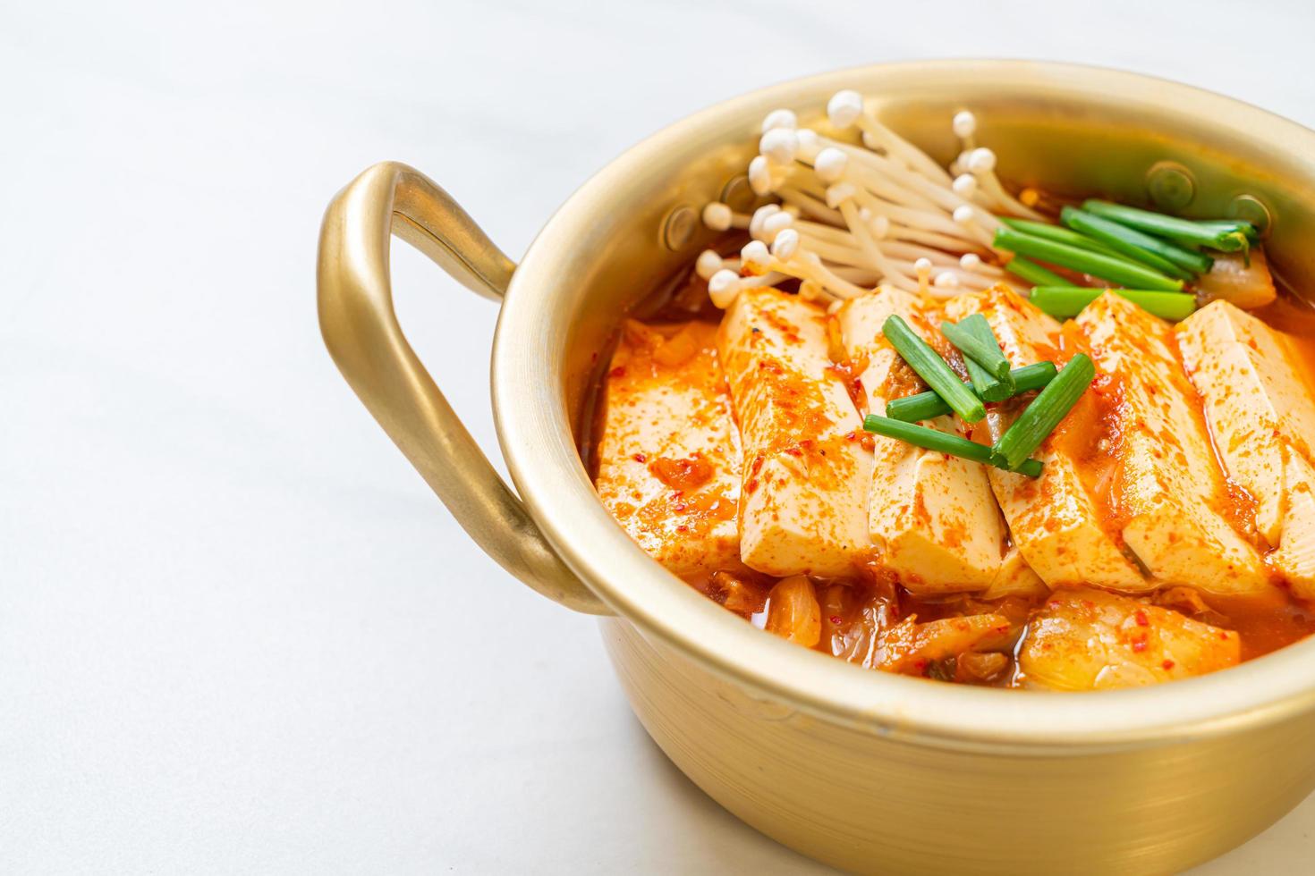 Kimchi soup with soft tofu or Korean kimchi stew photo