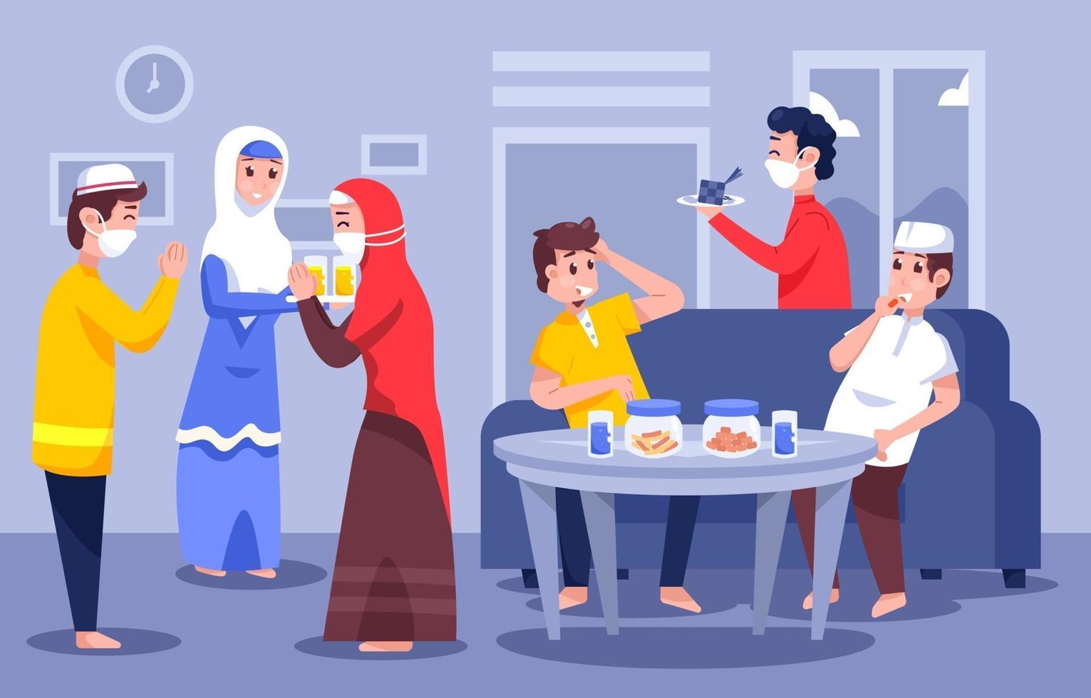 Family Eid Celebration Gathering vector