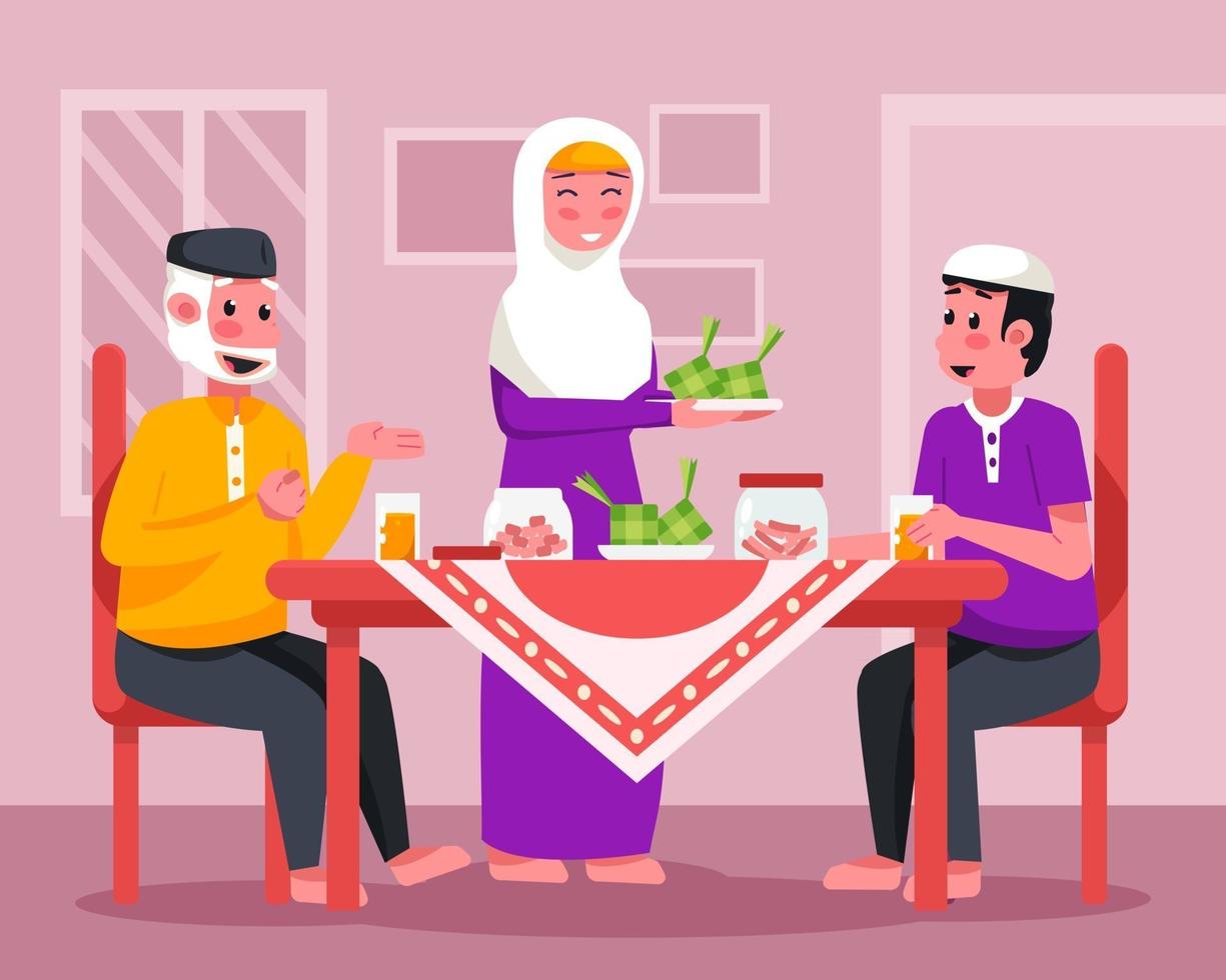 Family Gathering of Eid Celebration vector