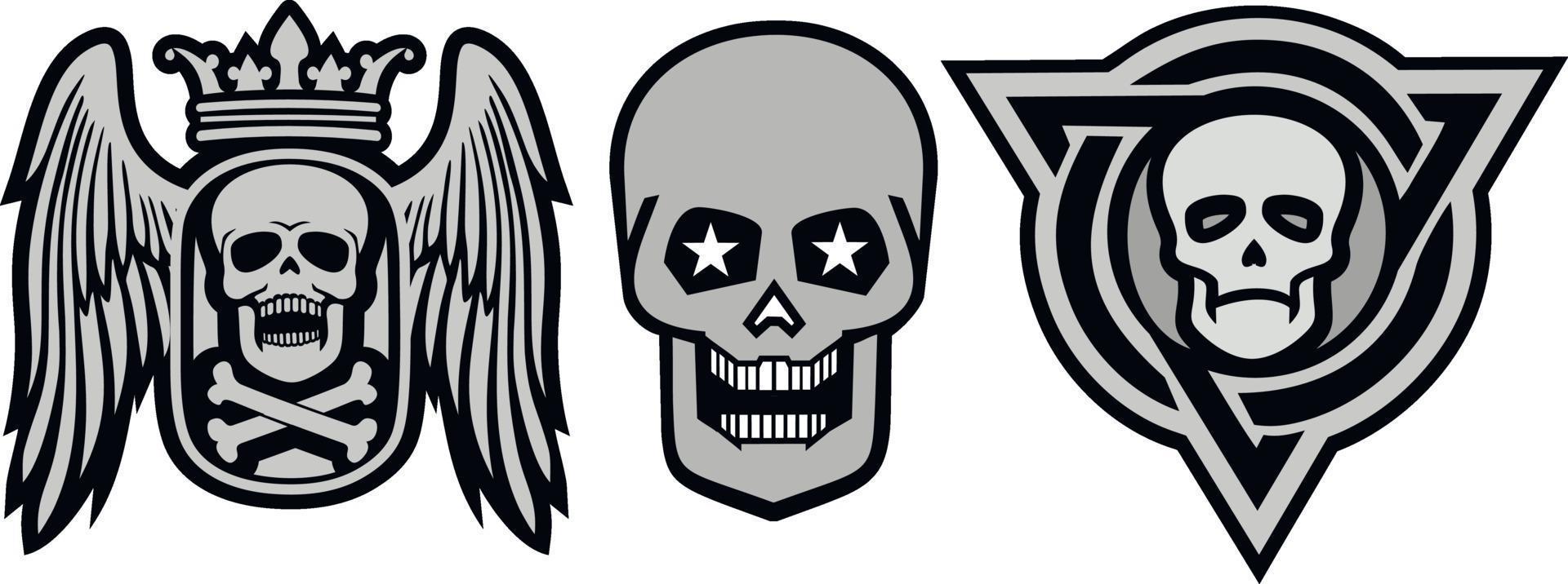 Set Gothic sign with skull, grunge vintage design t shirts vector