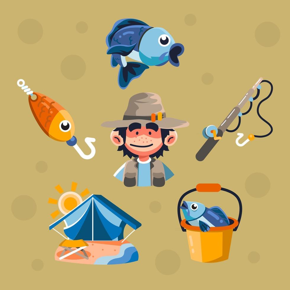 pesca en campamento de verano vector