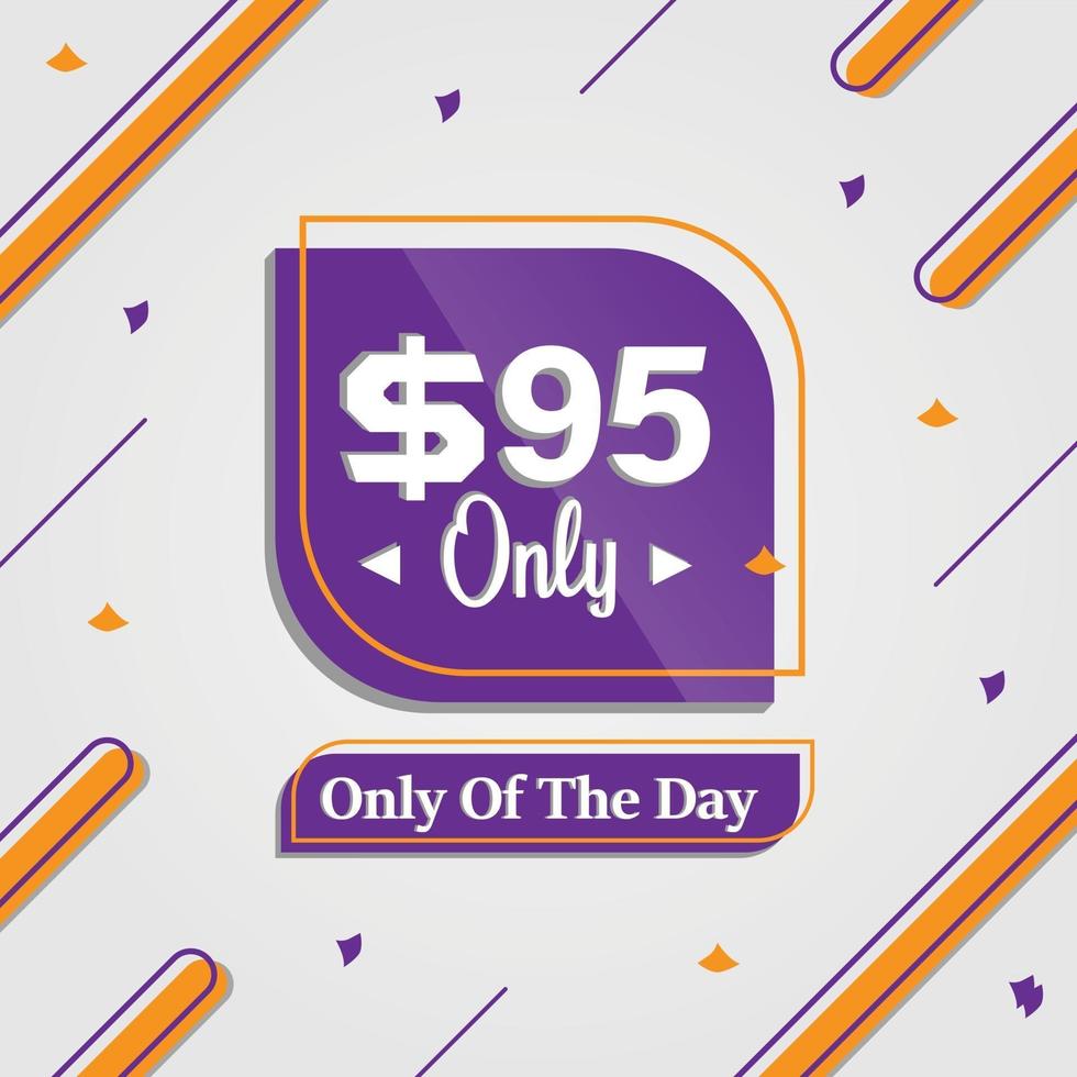noventa y cinco dólares oferta única del día promoción banner publicitario vector