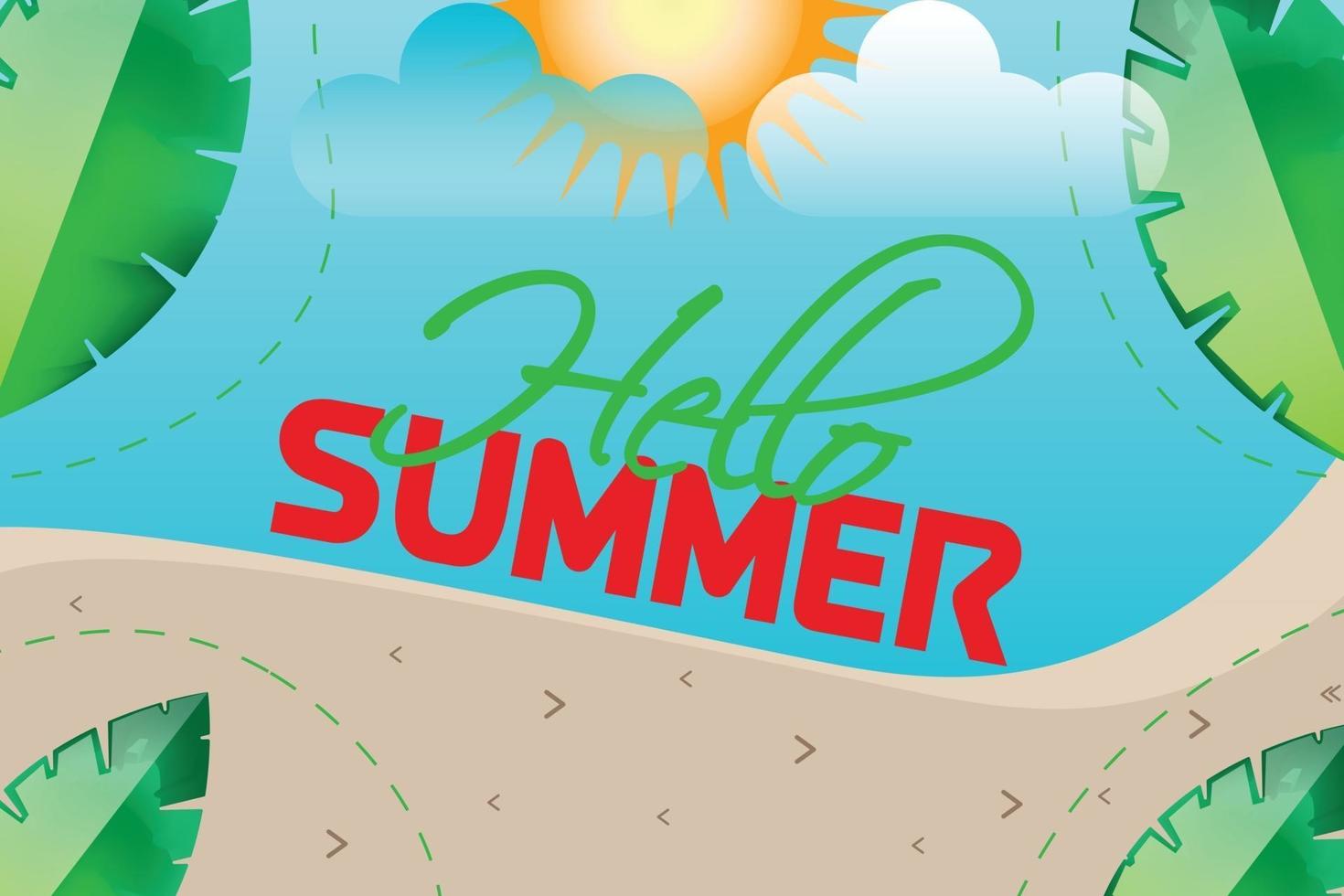 hello summer beach background vector