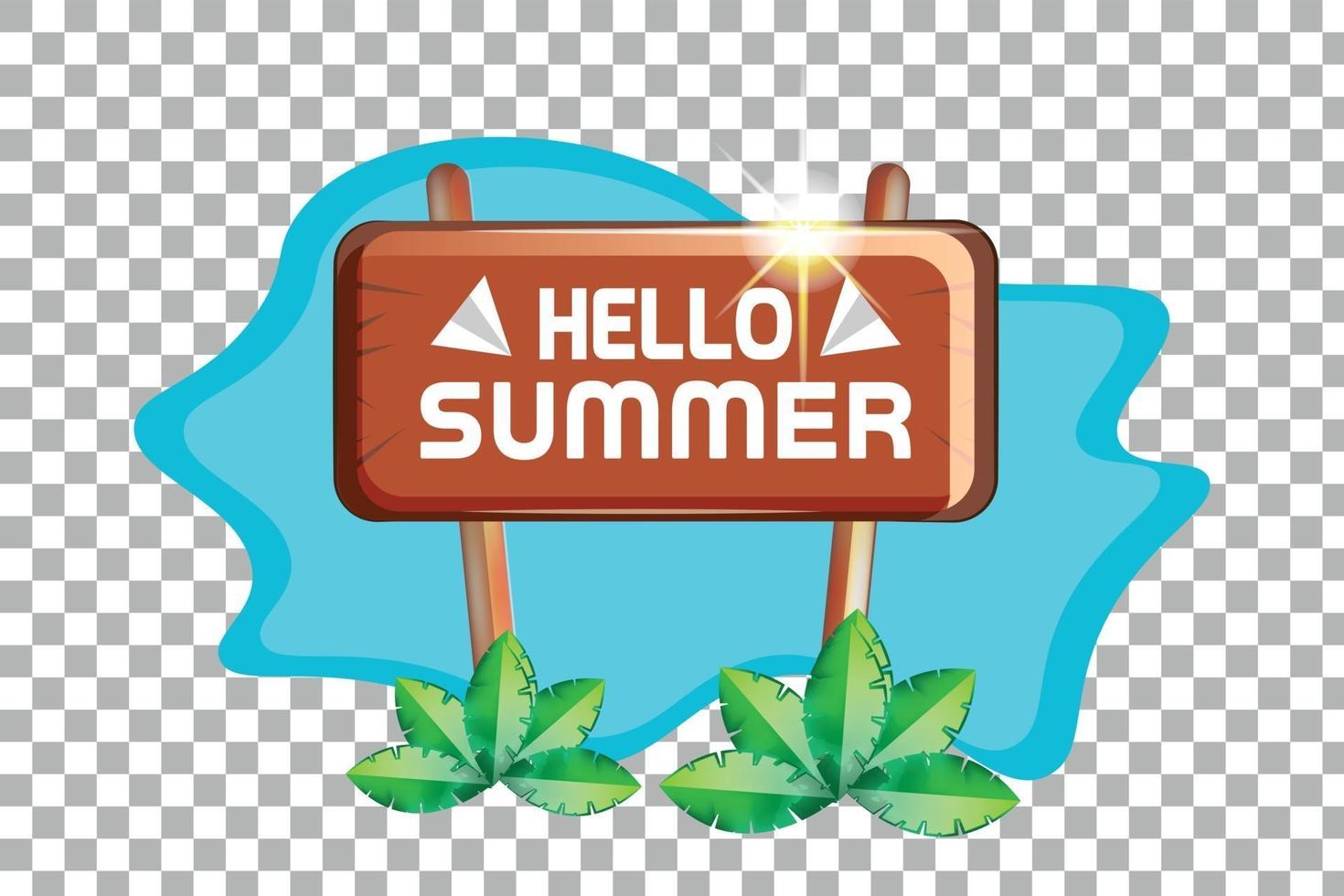 hello summer wooden board with small sea background vector