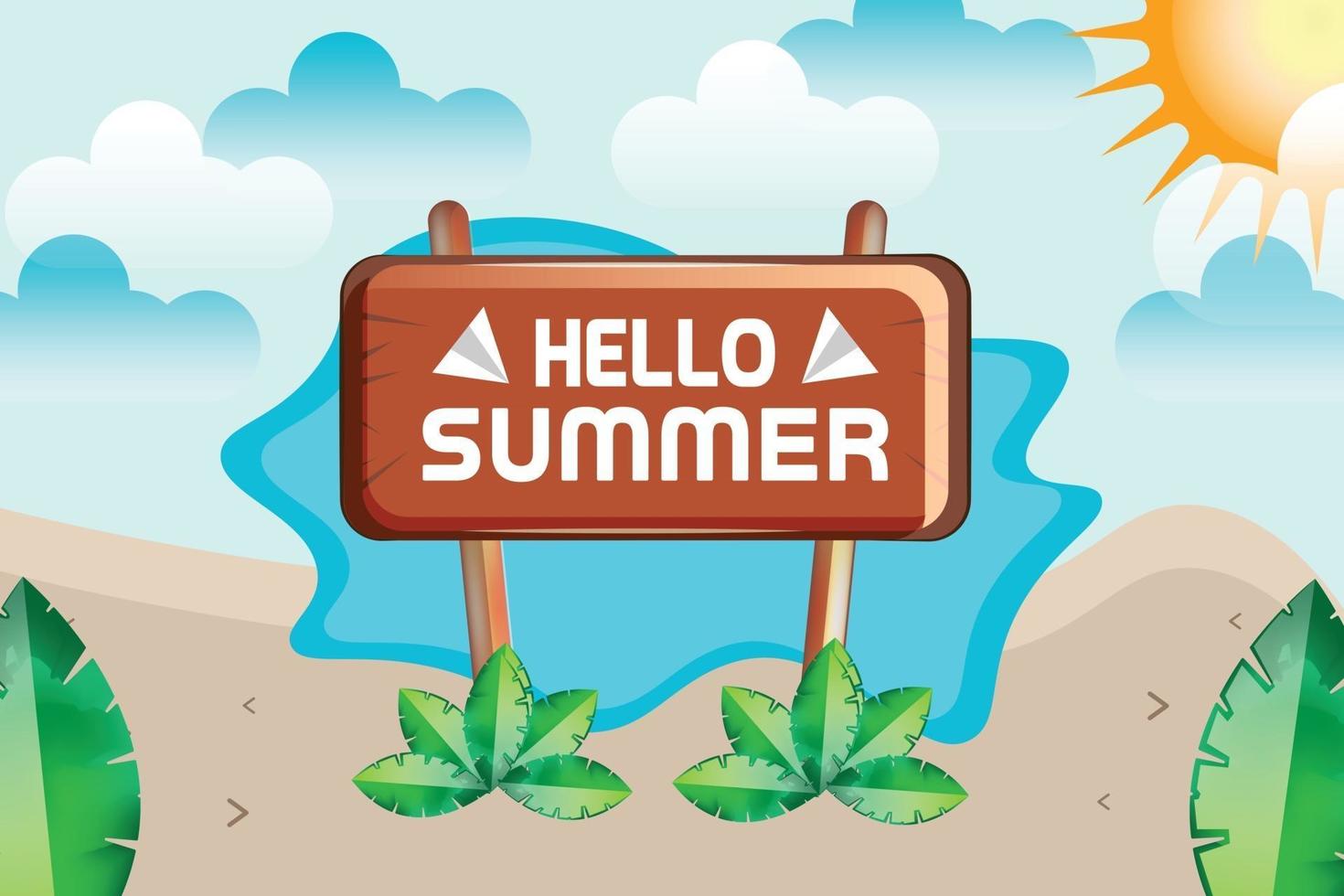 summer beach and clouds background vector