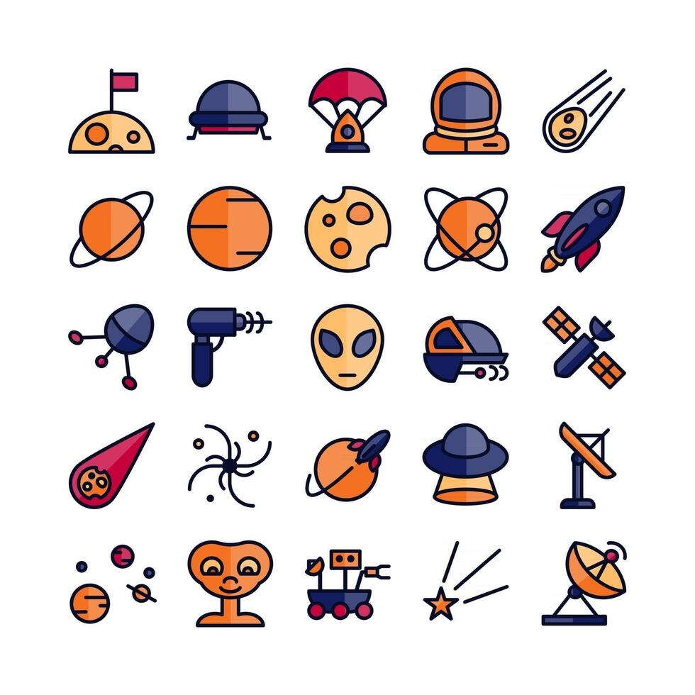 Astronomy icon set vector flat line for website mobile app presentation social media Suitable for user interface and user experience