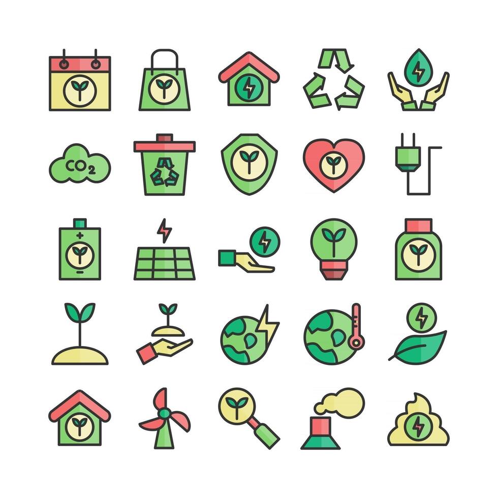Ecology icon set vector flat line for website mobile app presentation social media Suitable for user interface and user experience