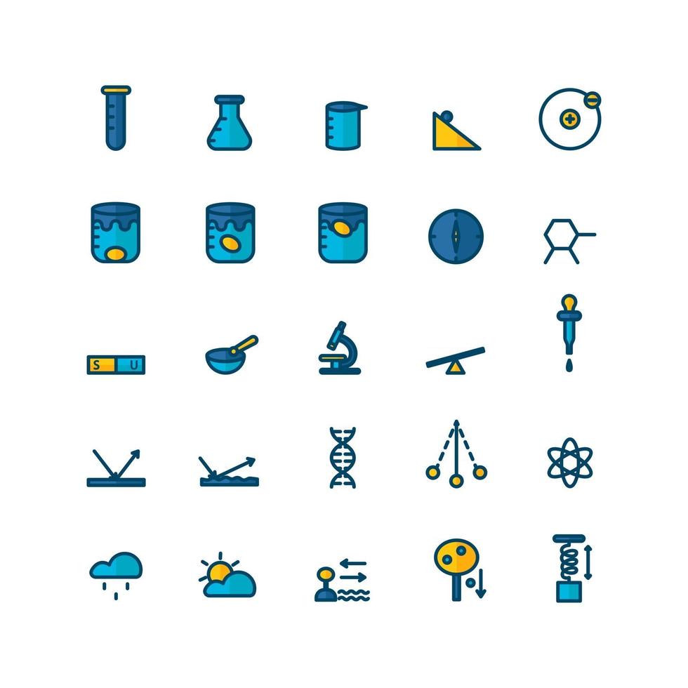 Science icon set vector flat line for website mobile app presentation social media Suitable for user interface and user experience