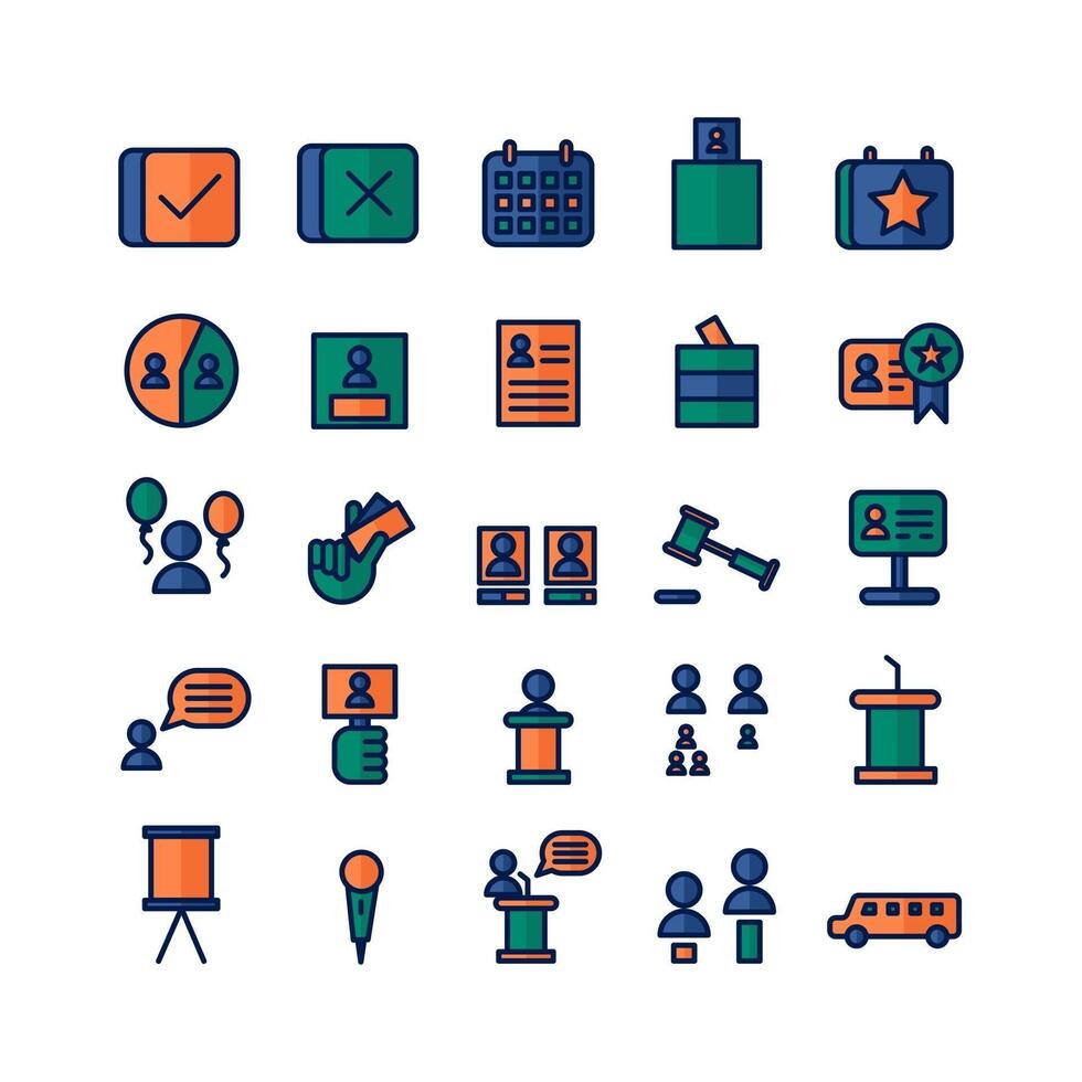 Politic icon set vector flat line for website mobile app presentation social media Suitable for user interface and user experience