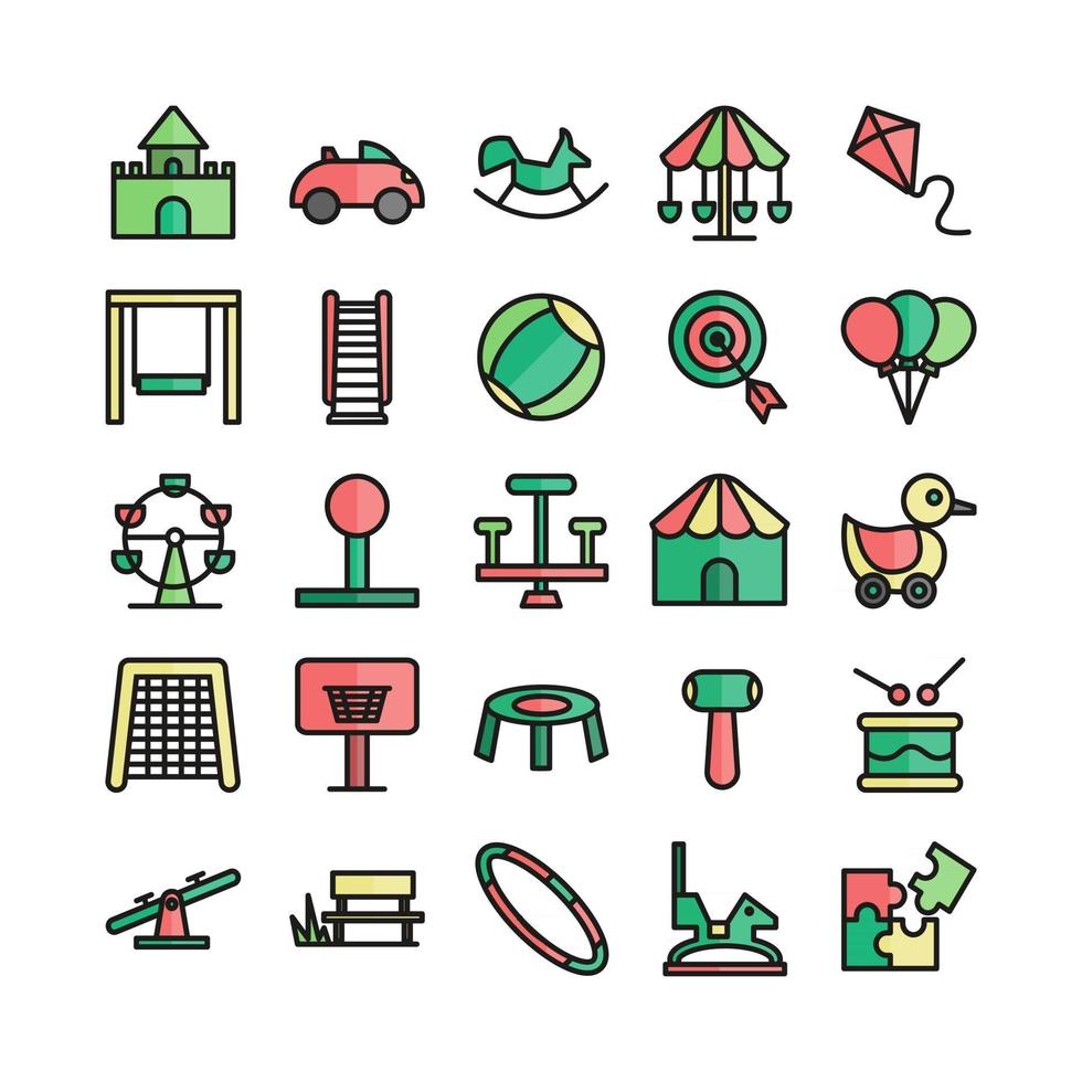 Playground icon set vector flat line for website mobile app presentation social media Suitable for user interface and user experience