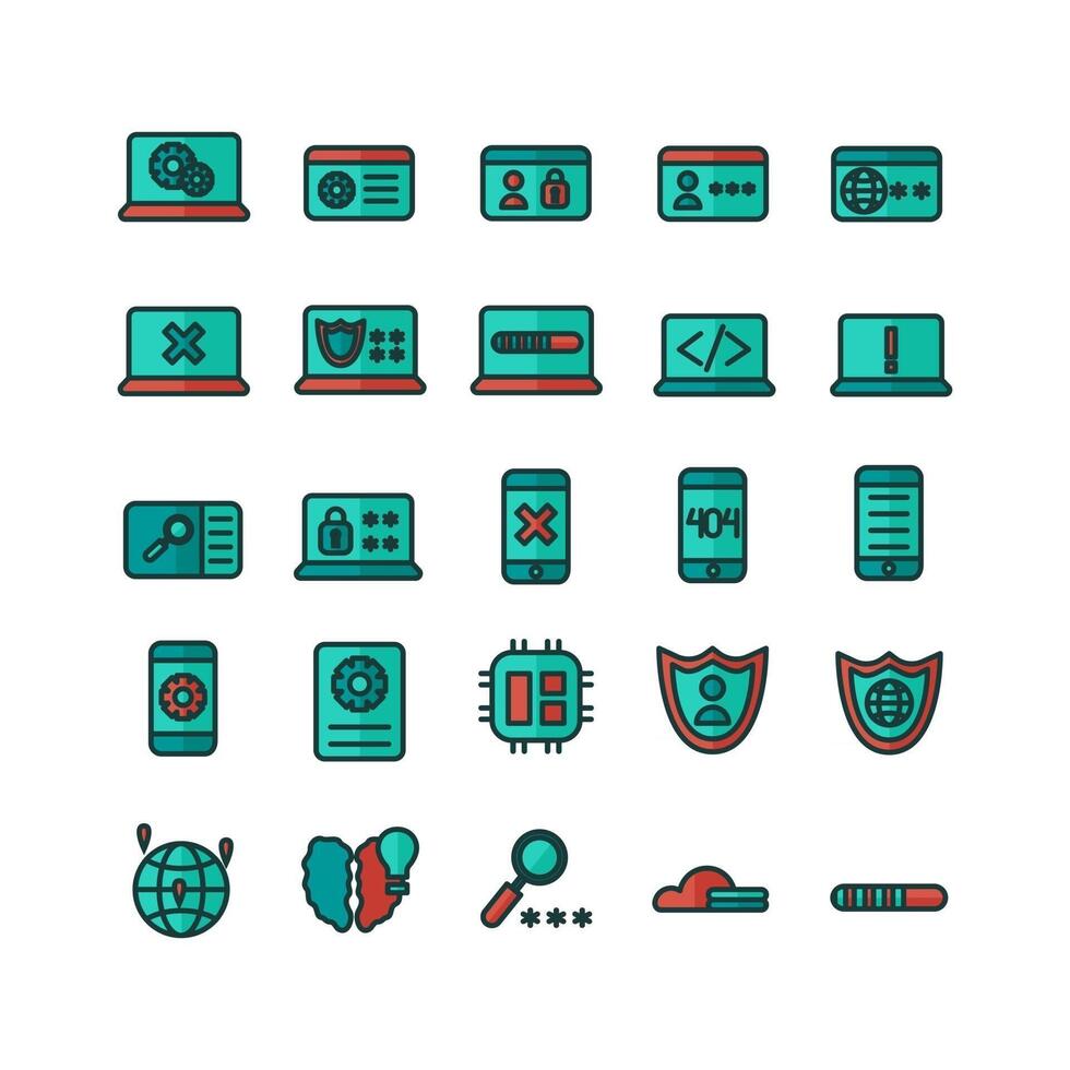 Programming icon set vector flat line for website mobile app presentation social media Suitable for user interface and user experience