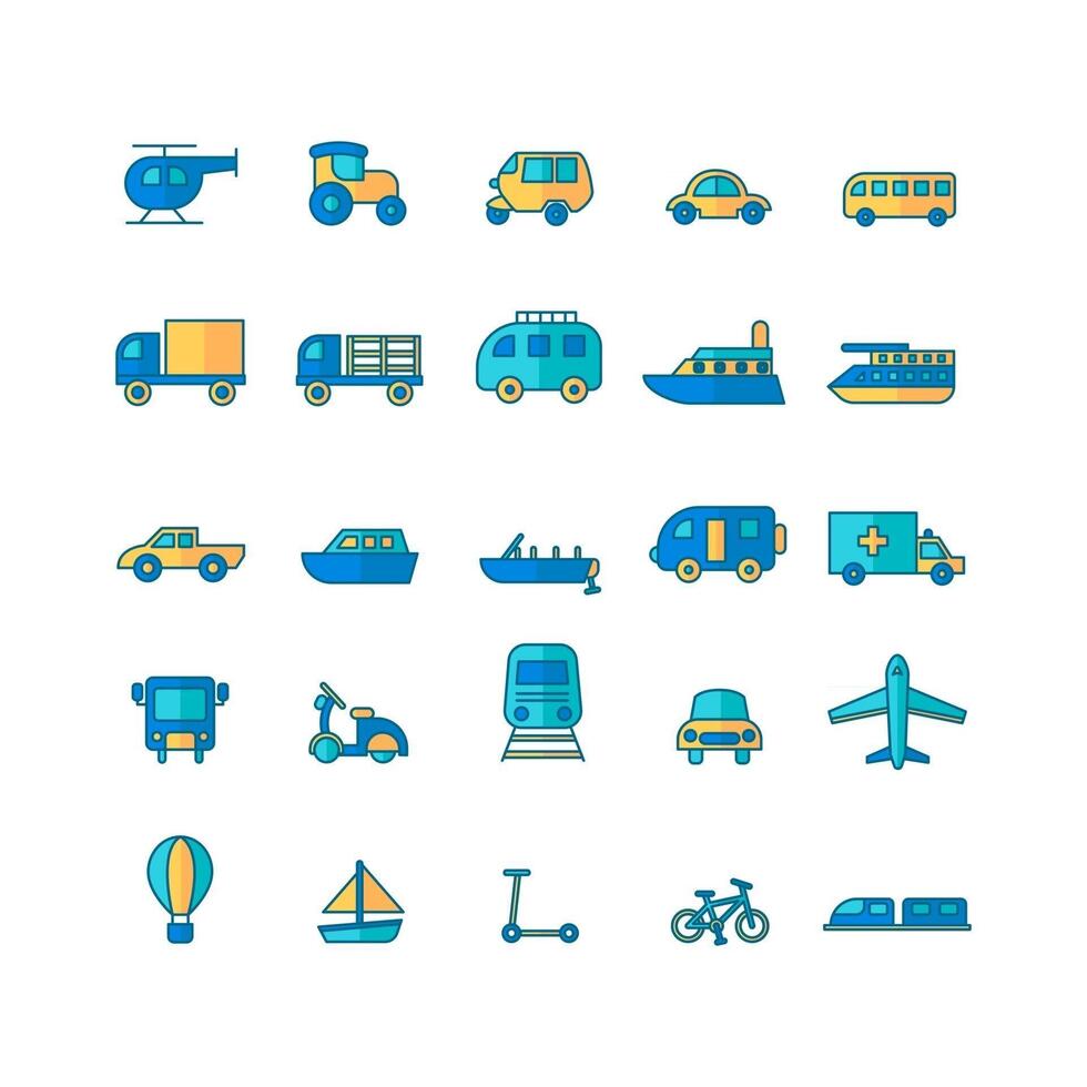 Transportation icon set vector flat line for website mobile app presentation social media Suitable for user interface and user experience