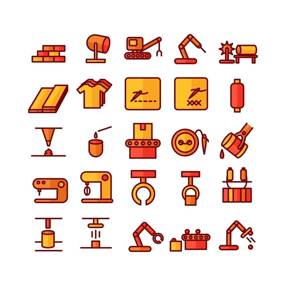 Manufacture icon set vector flat line for website mobile app presentation social media Suitable for user interface and user experience