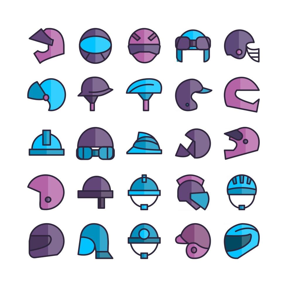 Helmet icon set vector flat line for website mobile app presentation social media Suitable for user interface and user experience
