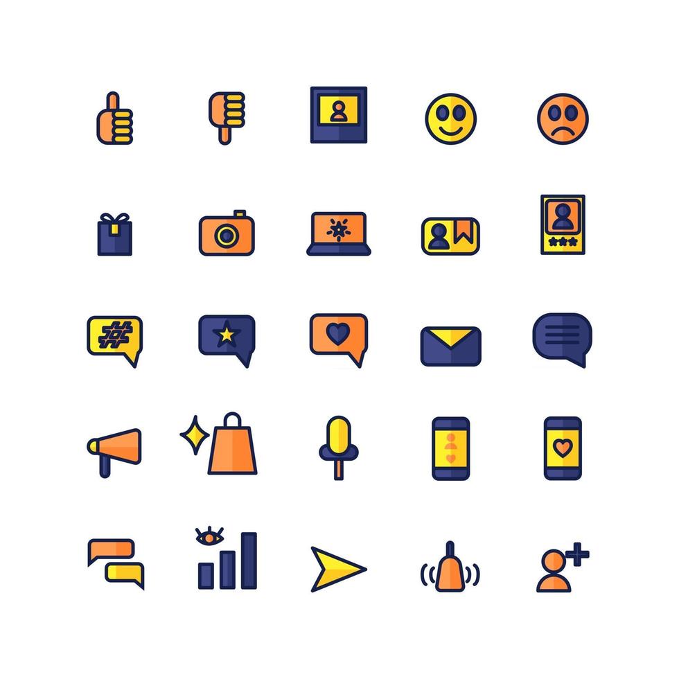 influencer icon set vector flat line for website mobile app presentation social media Suitable for user interface and user experience