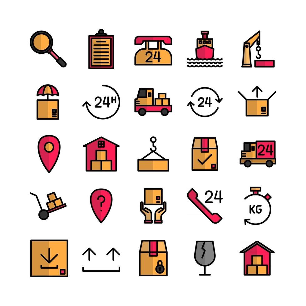 Logistic icon set vector flat line for website mobile app presentation social media Suitable for user interface and user experience