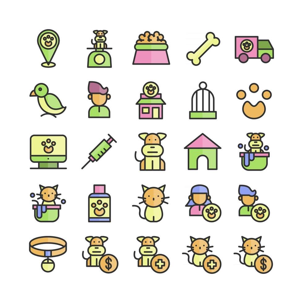 Pet icon set vector flat line for website mobile app presentation social media Suitable for user interface and user experience