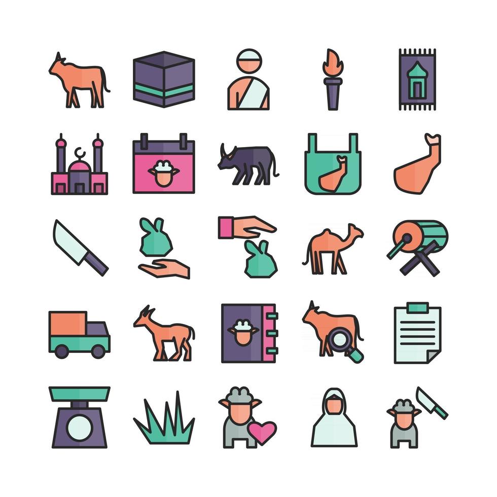 Qurban icon set vector flat line for website mobile app presentation social media Suitable for user interface and user experience