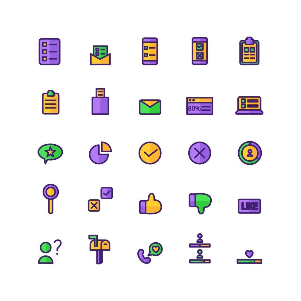 Survey icon set vector flat line for website mobile app presentation social media Suitable for user interface and user experience