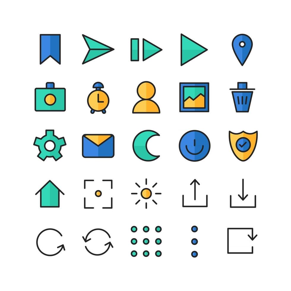 Mobile Interface icon set vector flat line for website mobile app presentation social media Suitable for user interface and user experience